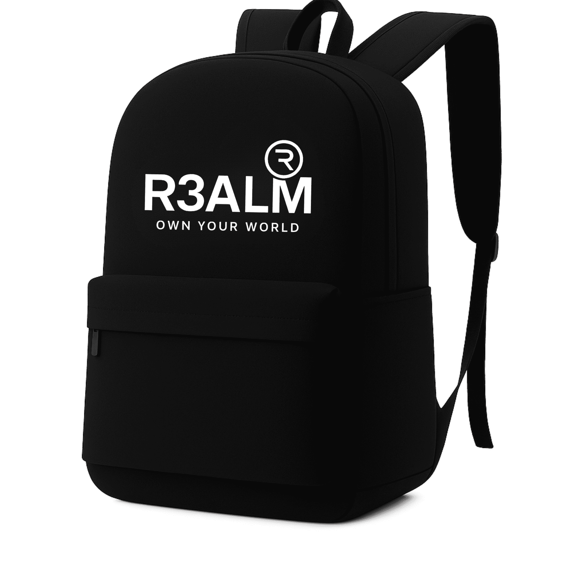 R3ALM Classic Black Backpack Stylish, Durable & Everyday Essential