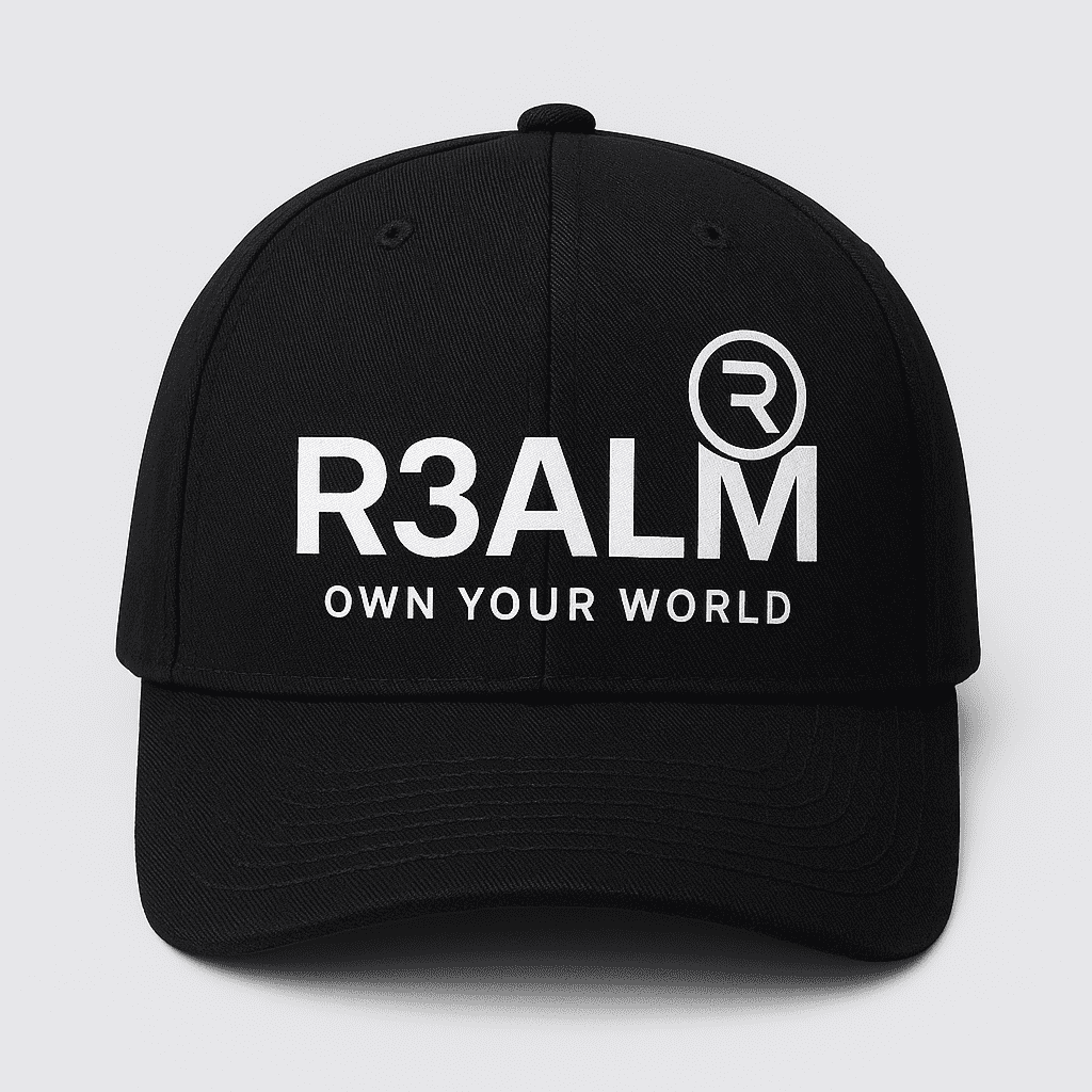 R3ALM "Own Your World" Dad Hat  Bold Streetwear Cap for Men & Women