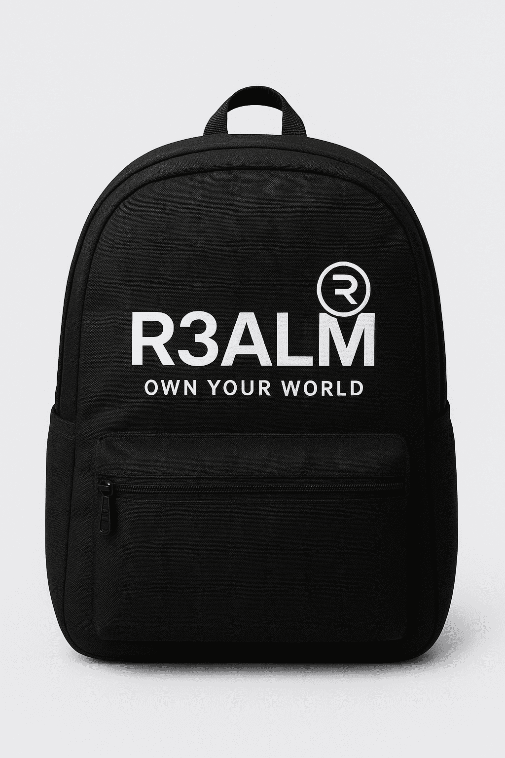 R3ALM 'Own Your World' Minimalist White Backpack Durable & Stylish School/Travel Bag - Image 2