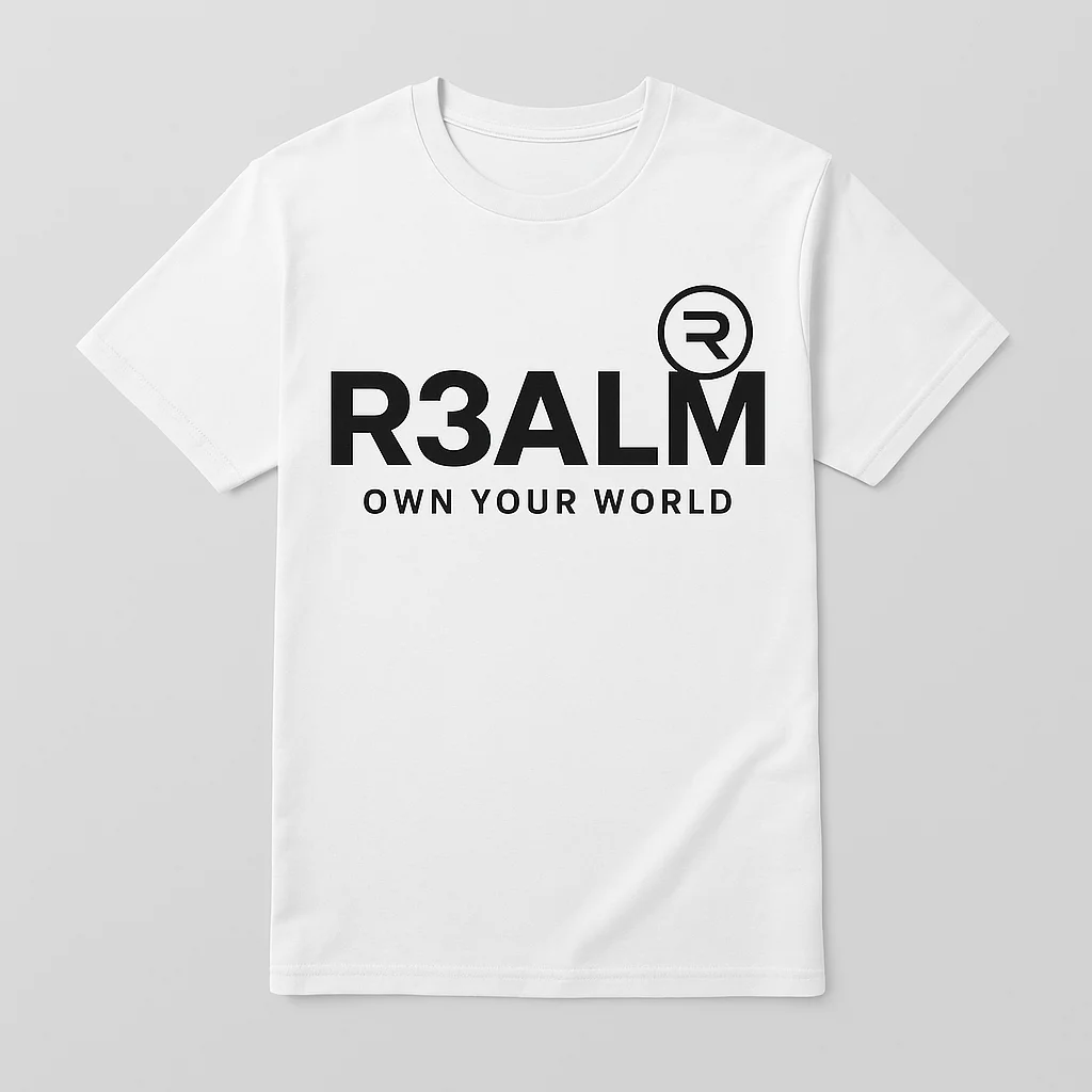 R3ALM "Own Your World" Signature Logo T-Shirt  White Tee