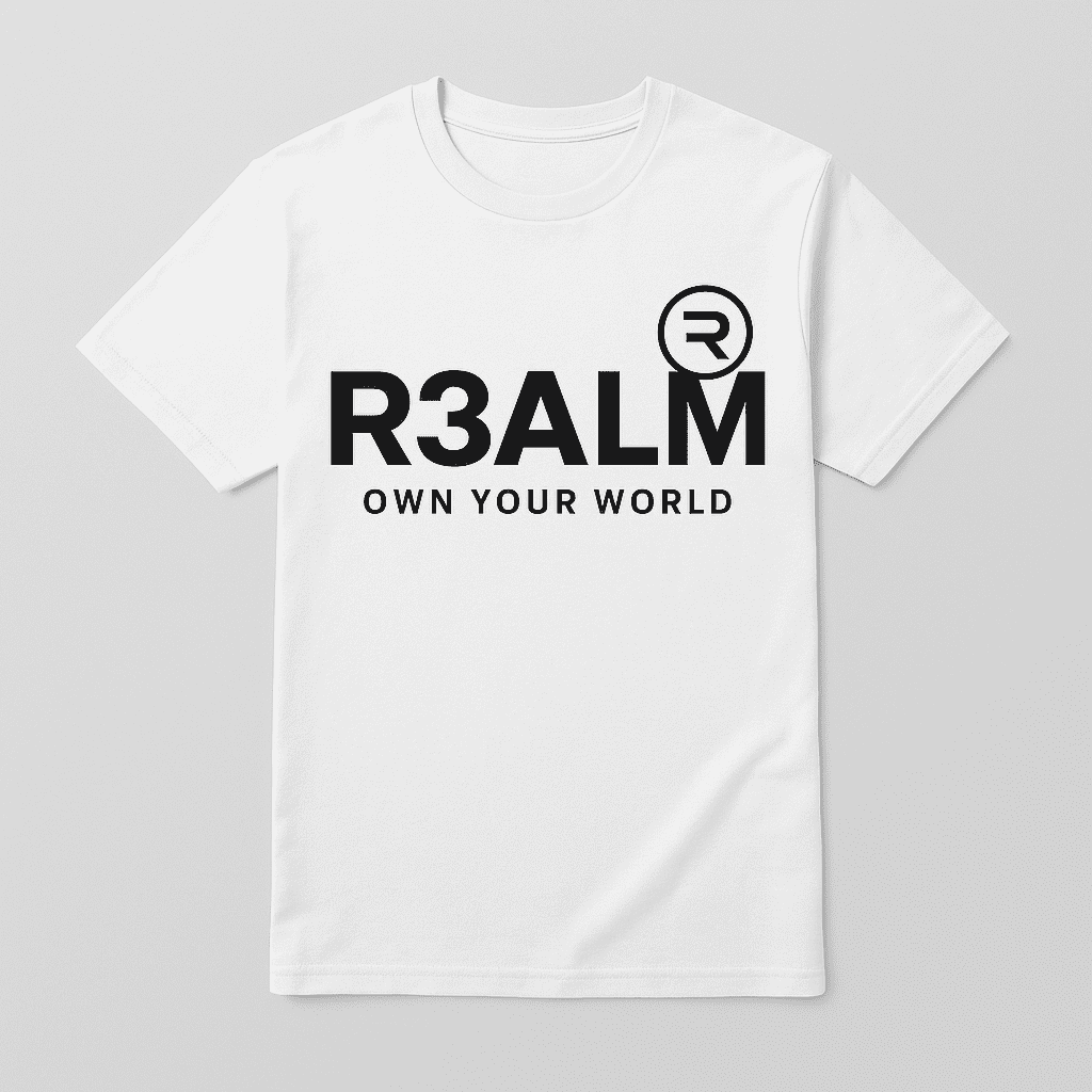 R3ALM "Own Your World" Signature Logo T-Shirt  White Tee